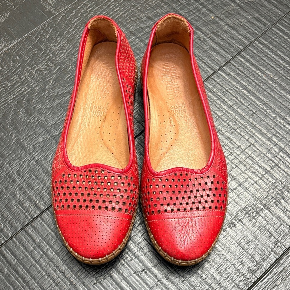 Volks Walkers Red Leather Loafers